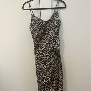 Satin cheetah midi dress